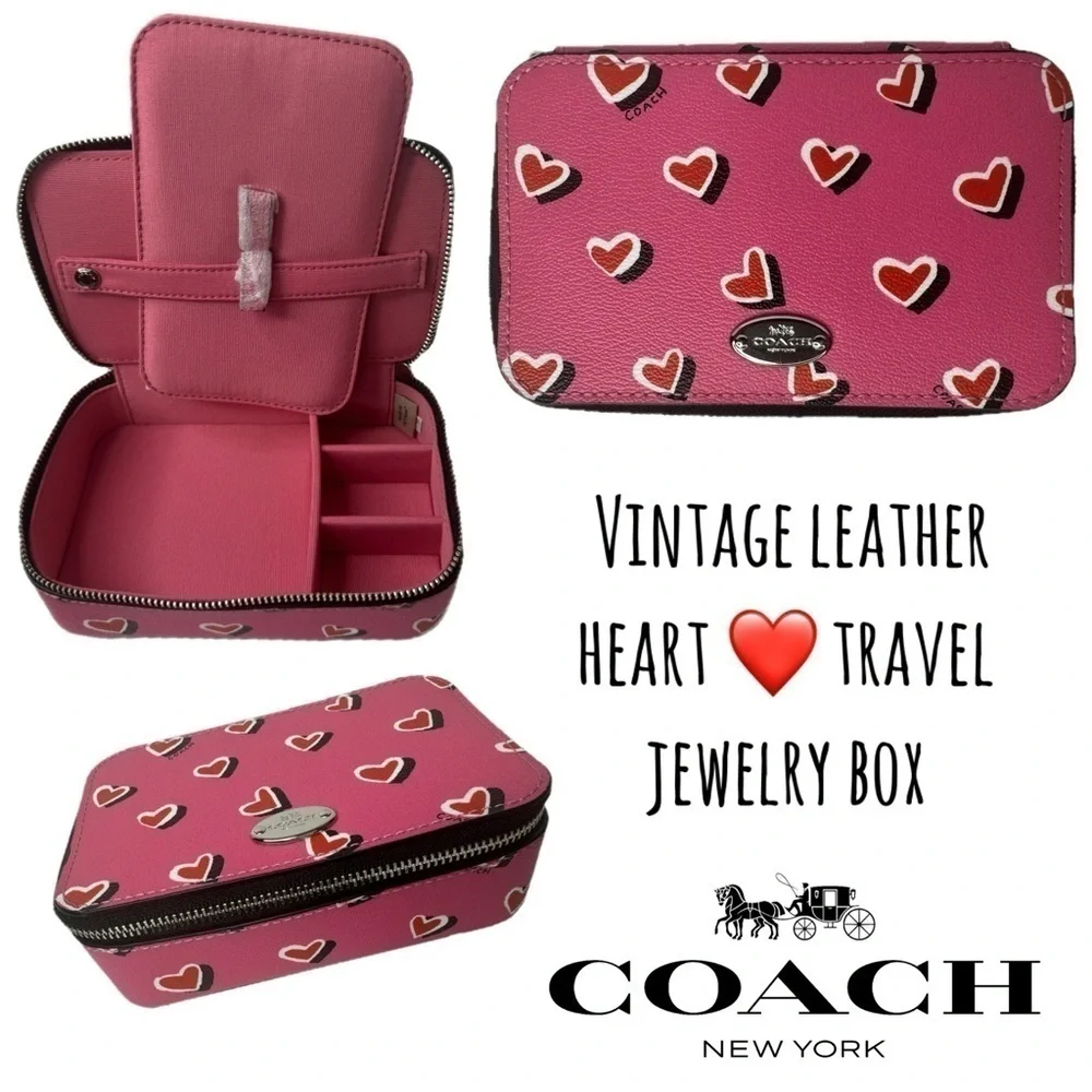 Coach Y2K Heart Travel Jewelry Box Signature Vintage 60990 Hearts
